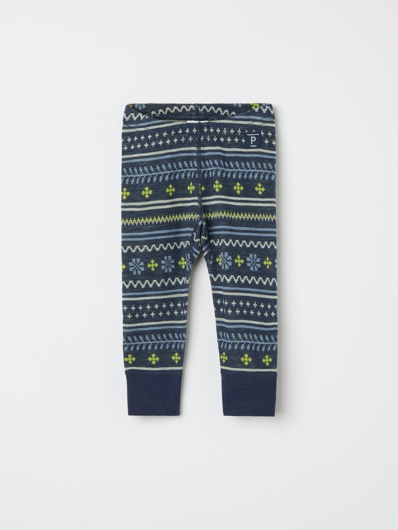 Blue Nordic Thermal Merino Kids Leggings from the Polarn O. Pyret kidswear collection. Ethically produced kids outerwear.