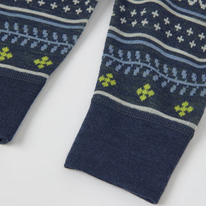 Blue Nordic Thermal Merino Kids Leggings from the Polarn O. Pyret kidswear collection. Ethically produced kids outerwear.