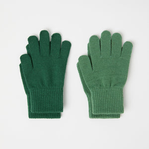 Green Two Pack Kids Magic Gloves from the Polarn O. Pyret kidswear collection. The best ethical kids outerwear.