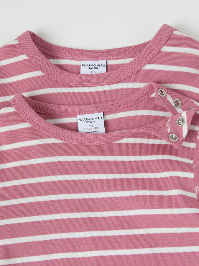 Pink Striped Organic Kids Top from Polarn O. Pyret kidswear. The best ethical kids clothes