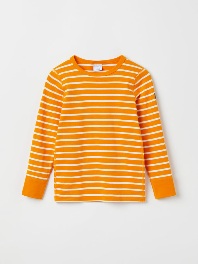 Yellow Striped Organic Kids Top from Polarn O. Pyret kidswear. Nordic kids clothes made from sustainable sources.