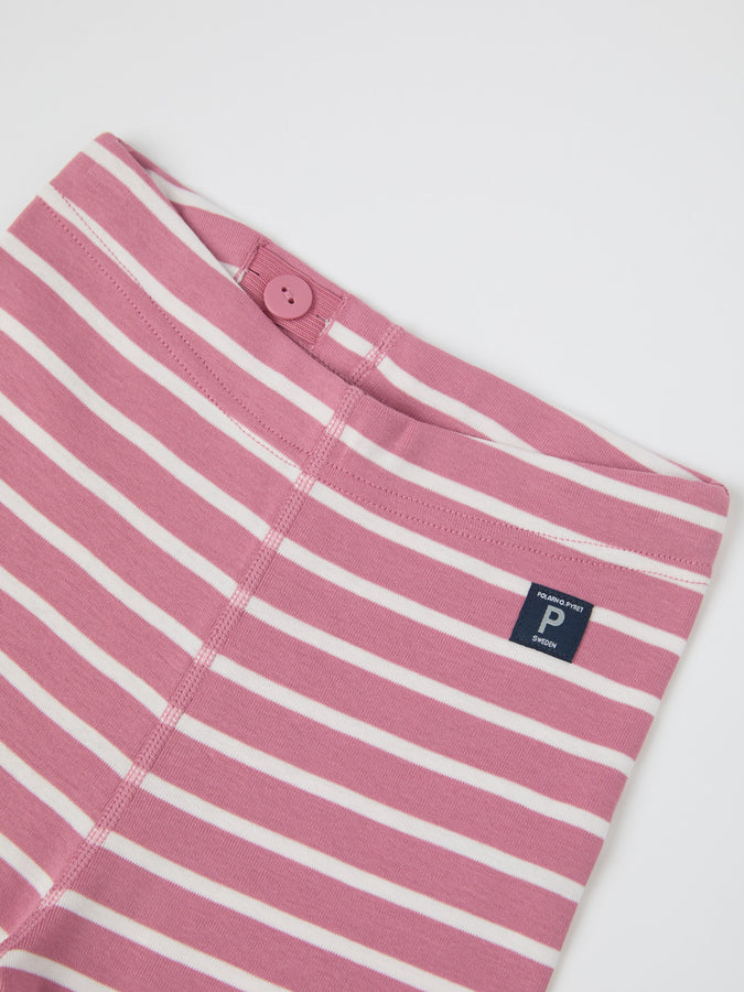 Pink Striped Kids Leggings from Polarn O. Pyret kidswear. Nordic kids clothes made from sustainable sources.