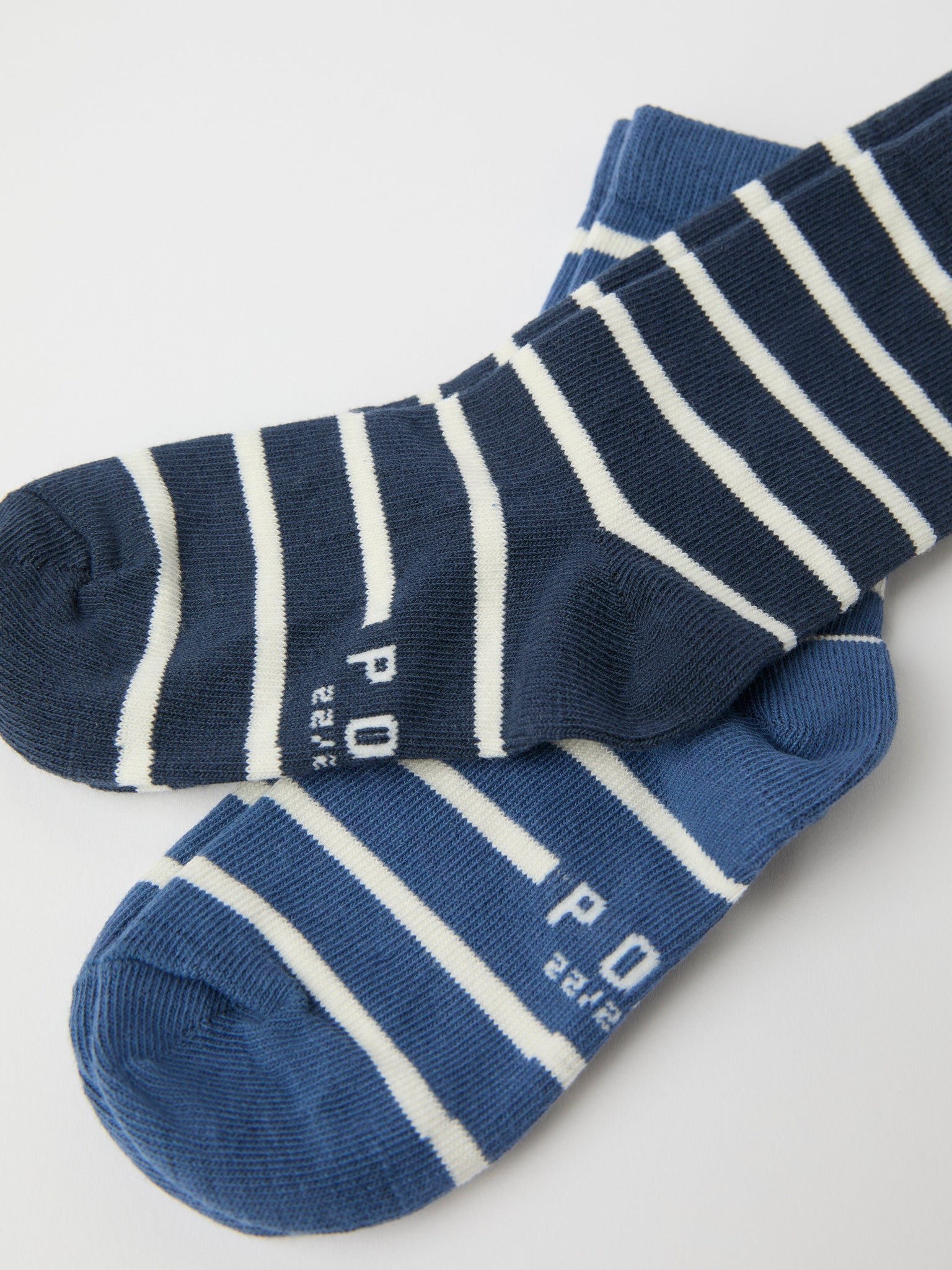 Two Pack blue Striped Kids Socks from Polarn O. Pyret kidswear. Nordic kids clothes made from sustainable sources.