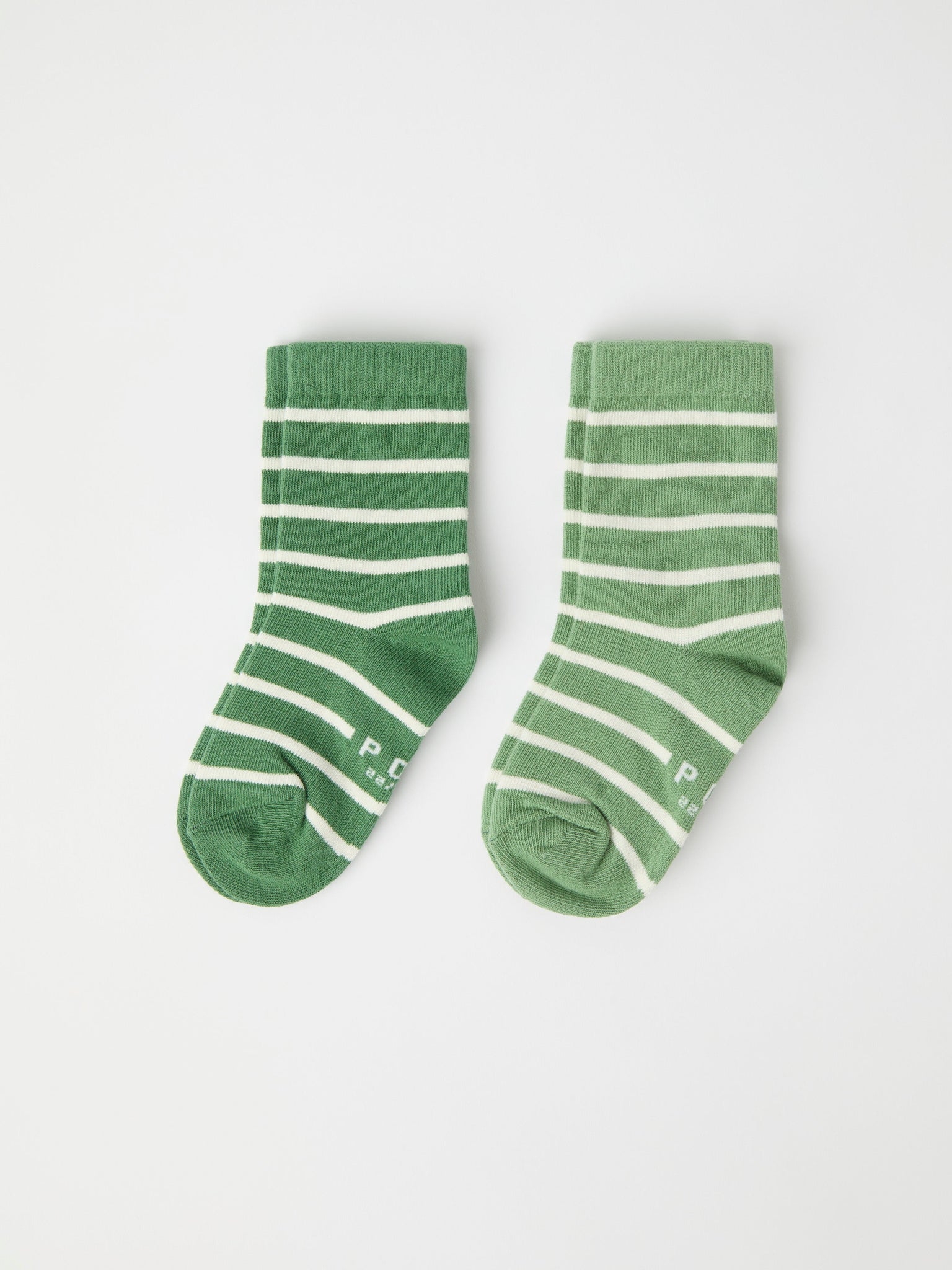 Two Pack Green Striped Kids Socks from Polarn O. Pyret kidswear. The best ethical kids clothes