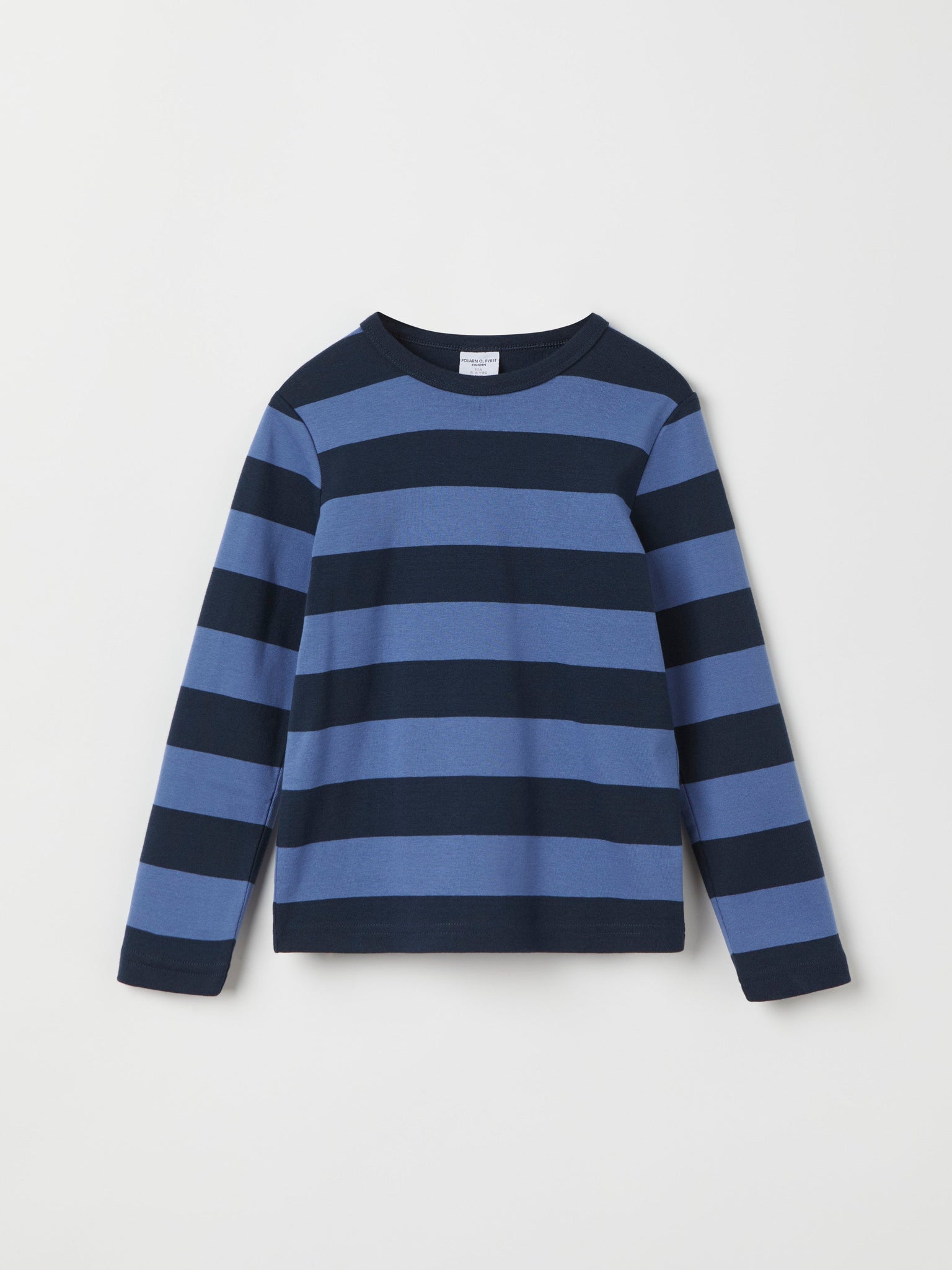 Navy Block Stripe Kids Top from Polarn O. Pyret kidswear. Clothes made using sustainably sourced materials.