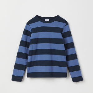 Navy Block Stripe Kids Top from Polarn O. Pyret kidswear. Clothes made using sustainably sourced materials.