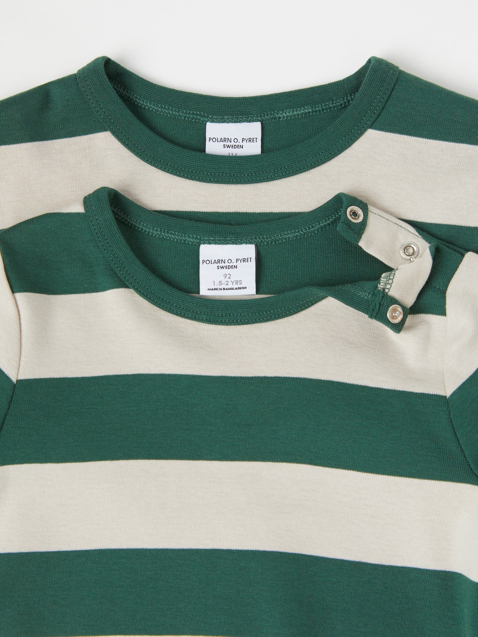 Green Block Stripe Kids Top from Polarn O. Pyret kidswear. Ethically produced kids clothing.