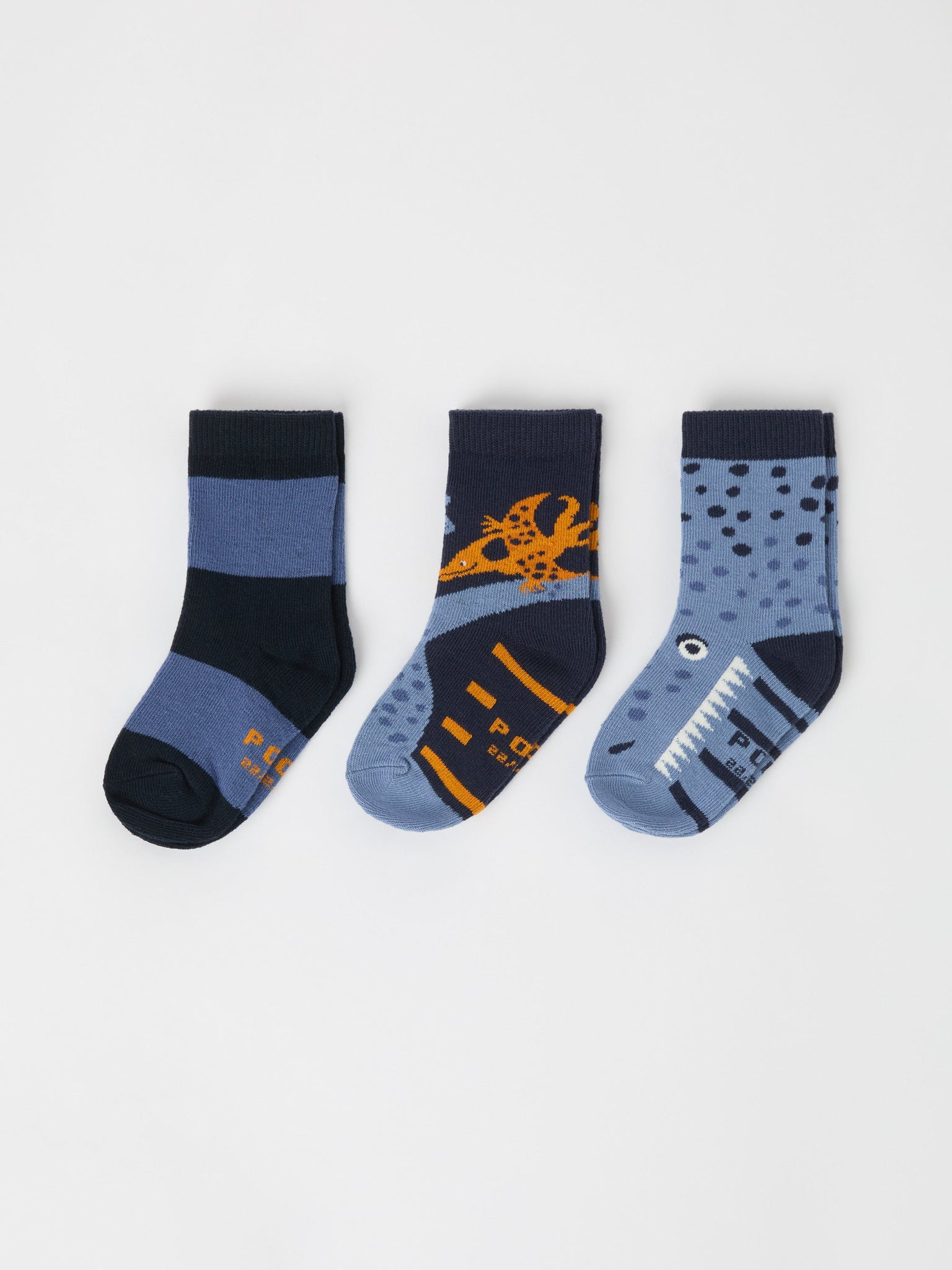 Three Pack Kids Socks from Polarn O. Pyret kidswear. Clothes made using sustainably sourced materials.