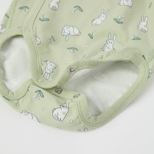 Bunny Print Wraparound Babygrow from the Polarn O. Pyret baby collection. Ethically produced kids clothing.