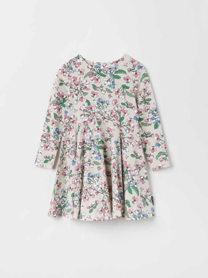 Apple Blossom Print Kids Dress from Polarn O. Pyret kidswear. Ethically produced kids clothing.