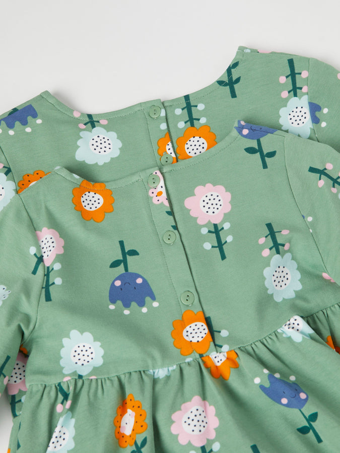 Colourful Floral Print Kids Dress from Polarn O. Pyret kidswear. Clothes made using sustainably sourced materials.