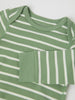 Green Striped Organic Cotton Babygrow from the Polarn O. Pyret baby collection. Nordic kids clothes made from sustainable sources.