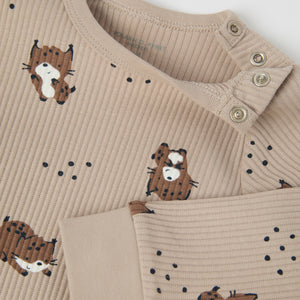 Lynx Print Babygrow from the Polarn O. Pyret baby collection. Nordic kids clothes made from sustainable sources.