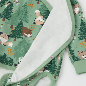 Forest Print Wraparound Babygrow from the Polarn O. Pyret baby collection. The best ethical kids clothes