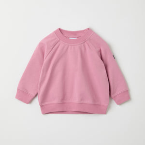 Pink Cotton Baby Sweatshirt from the Polarn O. Pyret baby collection. Nordic kids clothes made from sustainable sources.