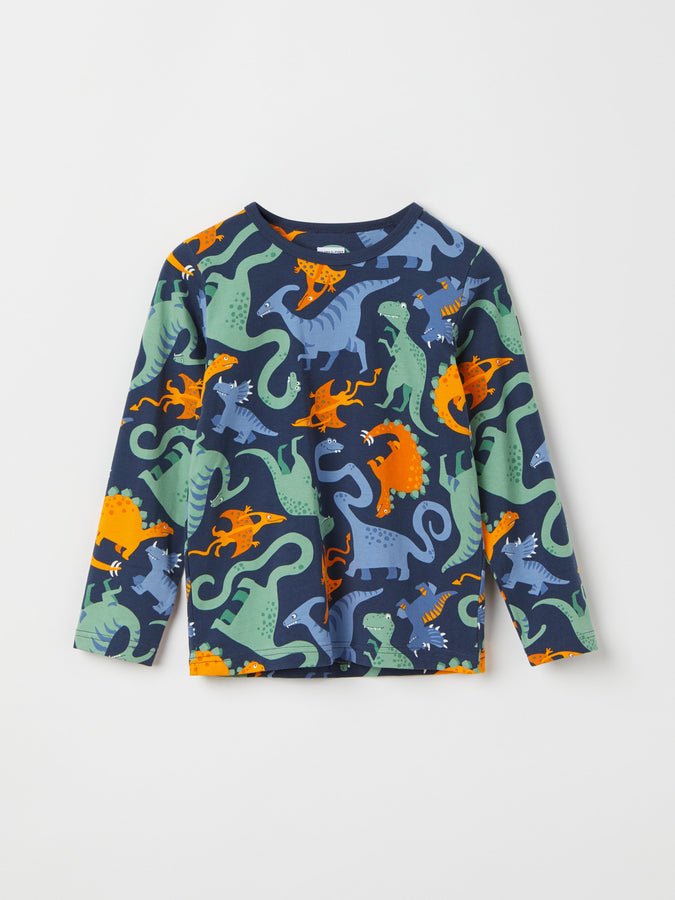 Dinosaur Print Kids Top from Polarn O. Pyret kidswear. Clothes made using sustainably sourced materials.