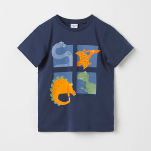 Organic Cotton Dinosaur Print T-Shirt from Polarn O. Pyret kidswear. Clothes made using sustainably sourced materials.