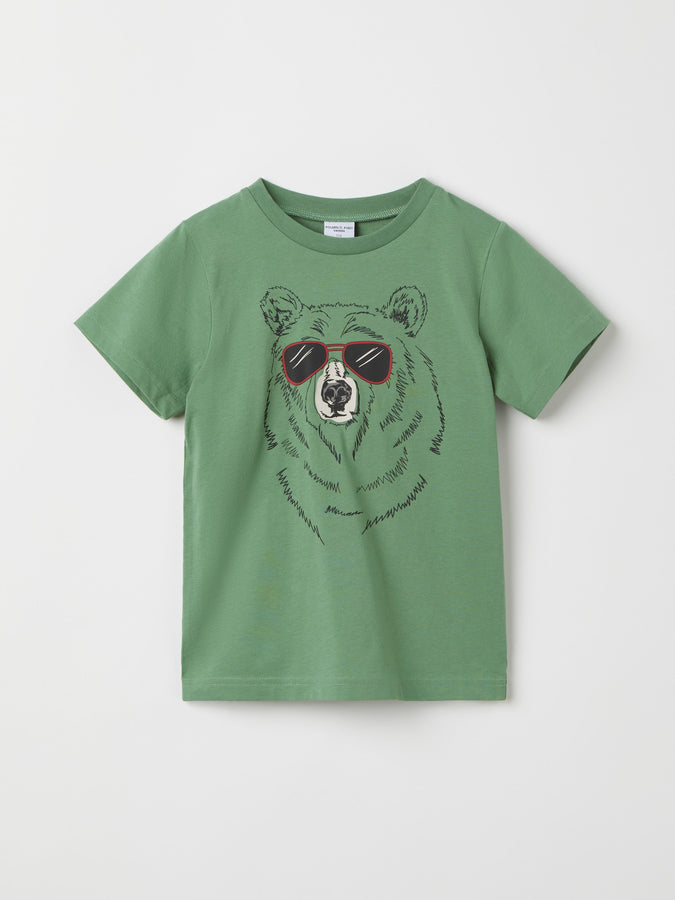 Organic Cotton Bear Print T-Shirt from Polarn O. Pyret kidswear. Nordic kids clothes made from sustainable sources.