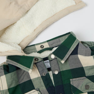 Fleece Lined Check Kids Shirt from Polarn O. Pyret kidswear. Nordic kids clothes made from sustainable sources.