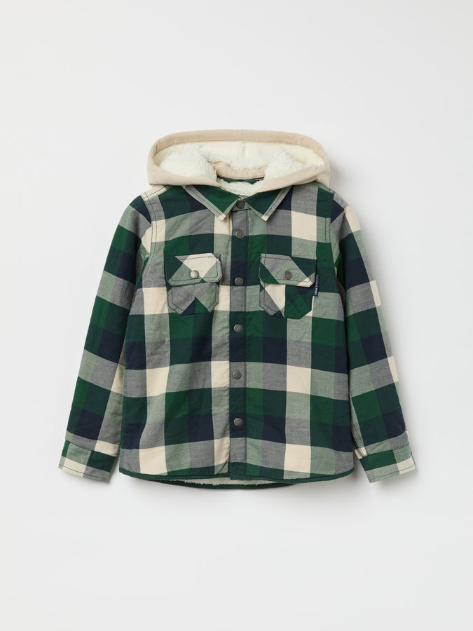 Fleece Lined Check Kids Shirt from Polarn O. Pyret kidswear. Nordic kids clothes made from sustainable sources.