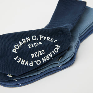 Three Pack Blue Antislip Kids Socks from Polarn O. Pyret kidswear. Nordic kids clothes made from sustainable sources.