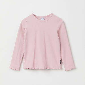 Pink Ribbed Kids Top from Polarn O. Pyret kidswear. The best ethical kids clothes