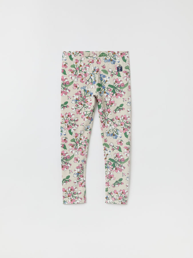 Apple Blossom Print Kids Leggings from Polarn O. Pyret kidswear. Ethically produced kids clothing.