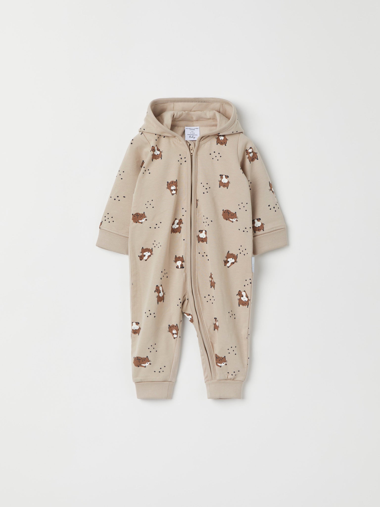 Lynx Print Baby All-in-one from the Polarn O. Pyret baby collection. Ethically produced kids clothing.