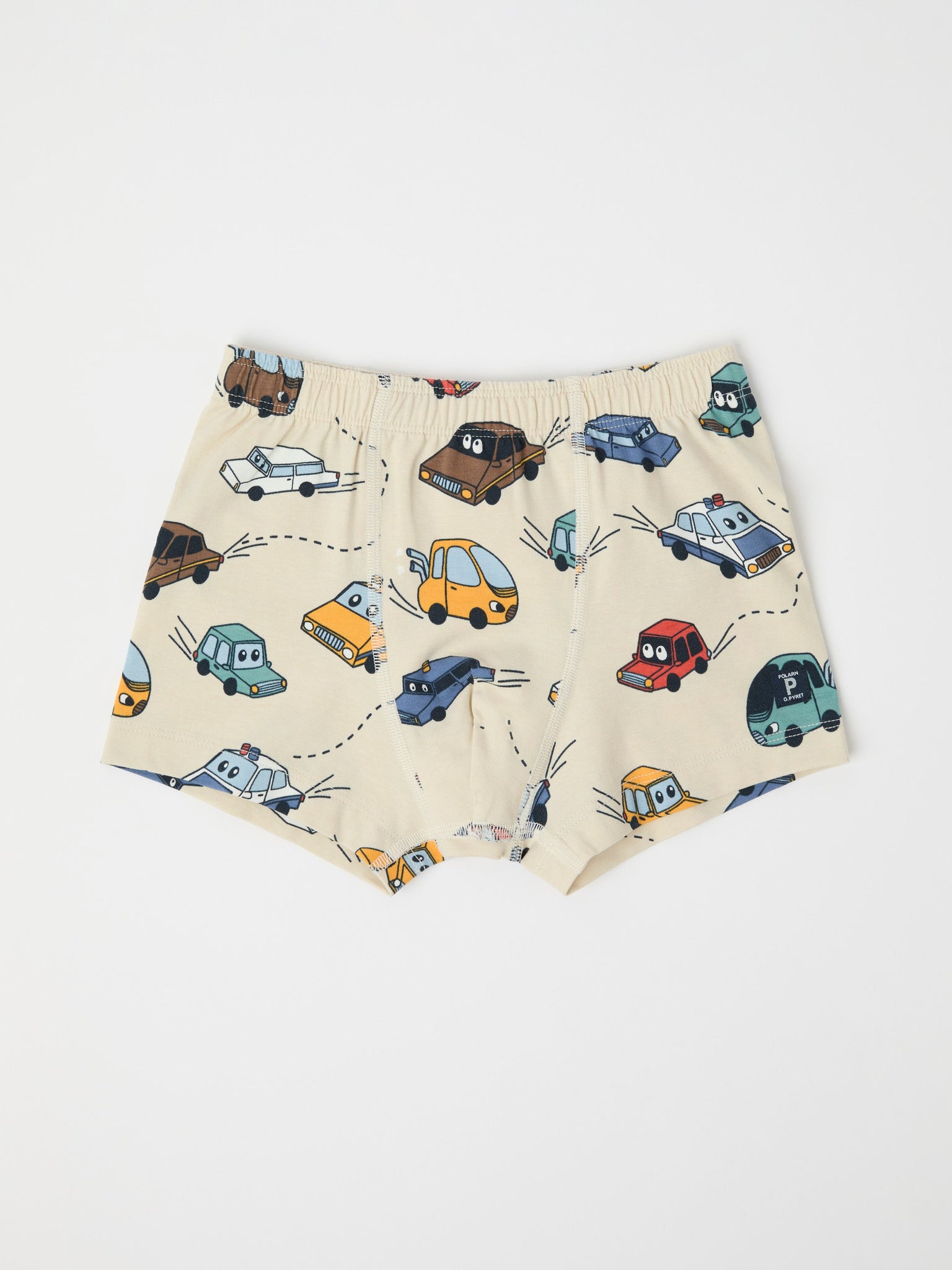 Cotton Boys Boxers with Car Print from Polarn O. Pyret kidswear. Nordic kids clothes made from sustainable sources.