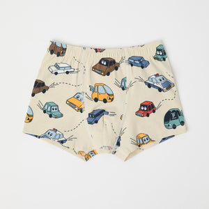 Cotton Boys Boxers with Car Print from Polarn O. Pyret kidswear. Nordic kids clothes made from sustainable sources.