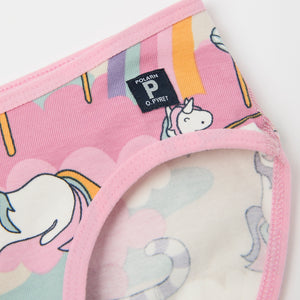 Girls Unicorn Print Briefs from Polarn O. Pyret kidswear. Nordic kids clothes made from sustainable sources.