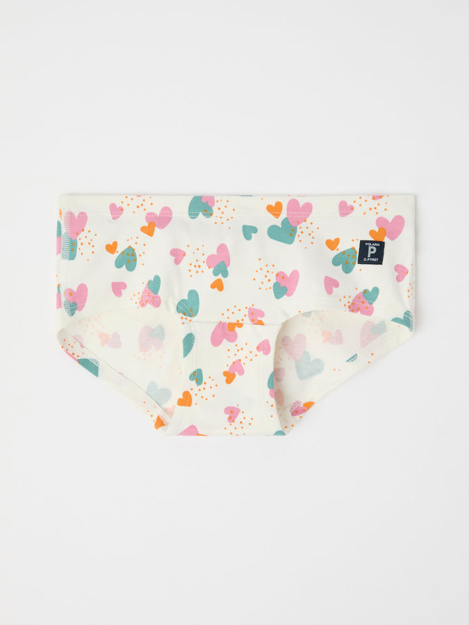 Girls Heart Print Hipster Briefs from Polarn O. Pyret kidswear. The best ethical kids clothes