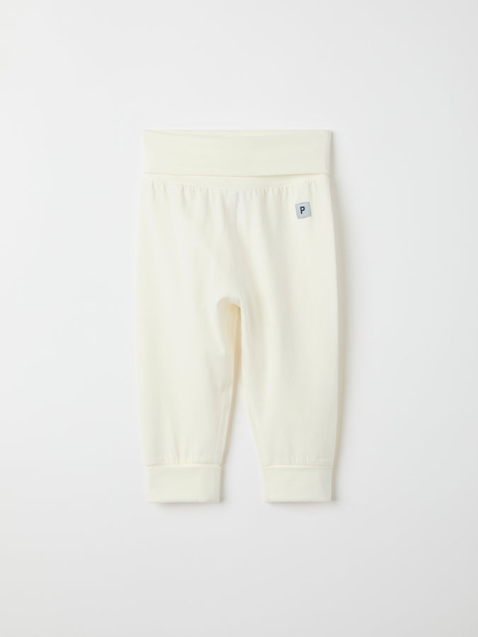 White Cotton Baby Leggings from the Polarn O. Pyret baby collection. Ethically produced kids clothing.