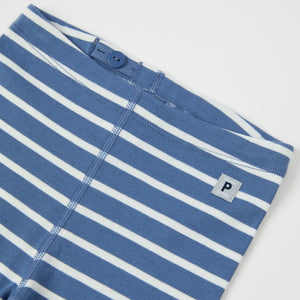 Blue Striped Organic Baby Leggings from the Polarn O. Pyret baby collection. Nordic kids clothes made from sustainable sources.