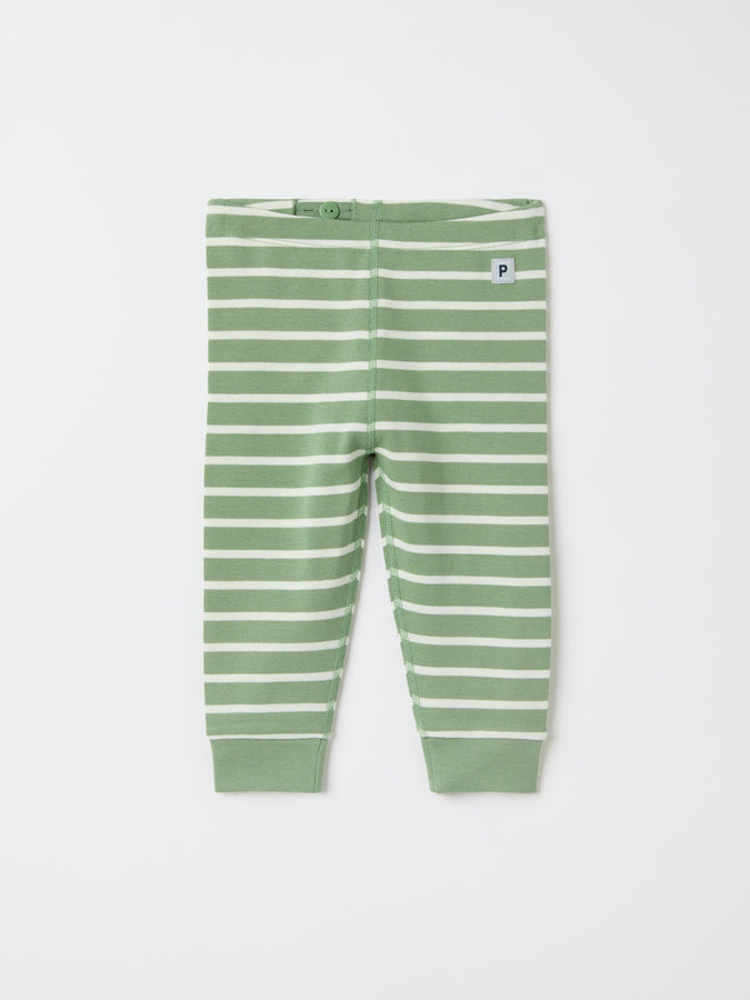Striped Organic Baby Leggings from the Polarn O. Pyret baby collection. Clothes made using sustainably sourced materials.