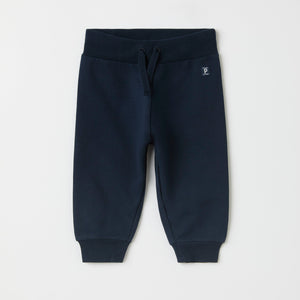 Navy Organic Cotton Baby Joggers from the Polarn O. Pyret baby collection. Ethically produced kids clothing.