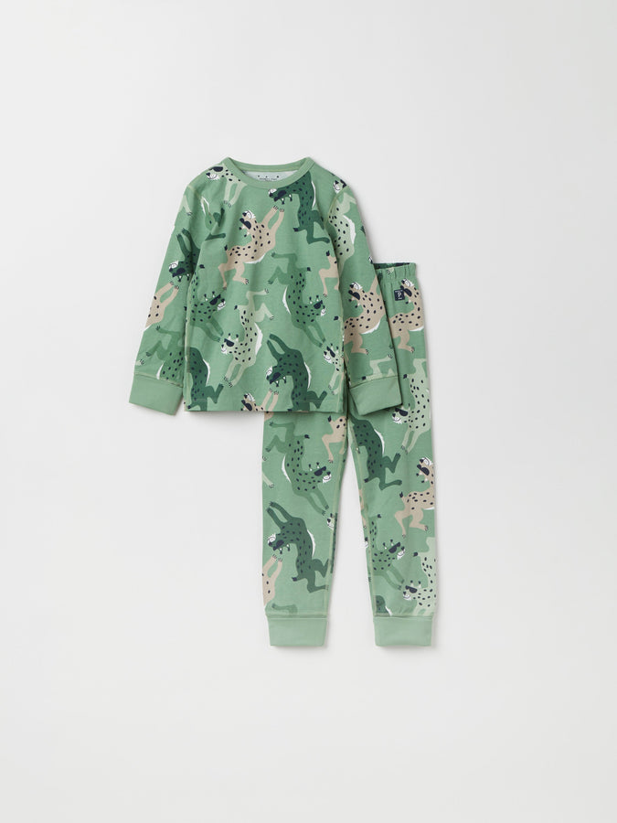 Lynx Print Kids Pyjamas from Polarn O. Pyret kidswear. Nordic kids clothes made from sustainable sources.