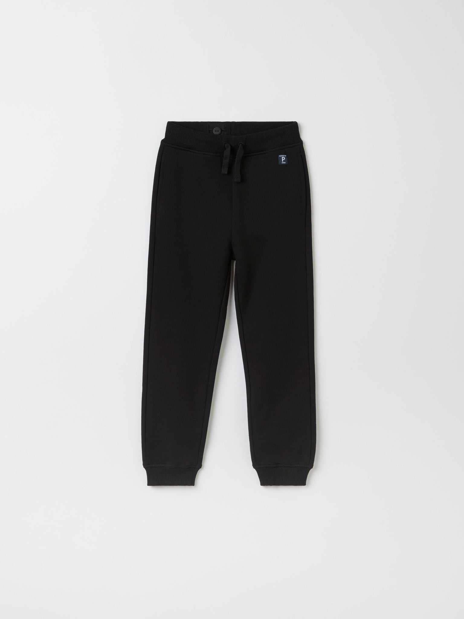 Black Organic Kids Joggers from Polarn O. Pyret kidswear. Nordic kids clothes made from sustainable sources.