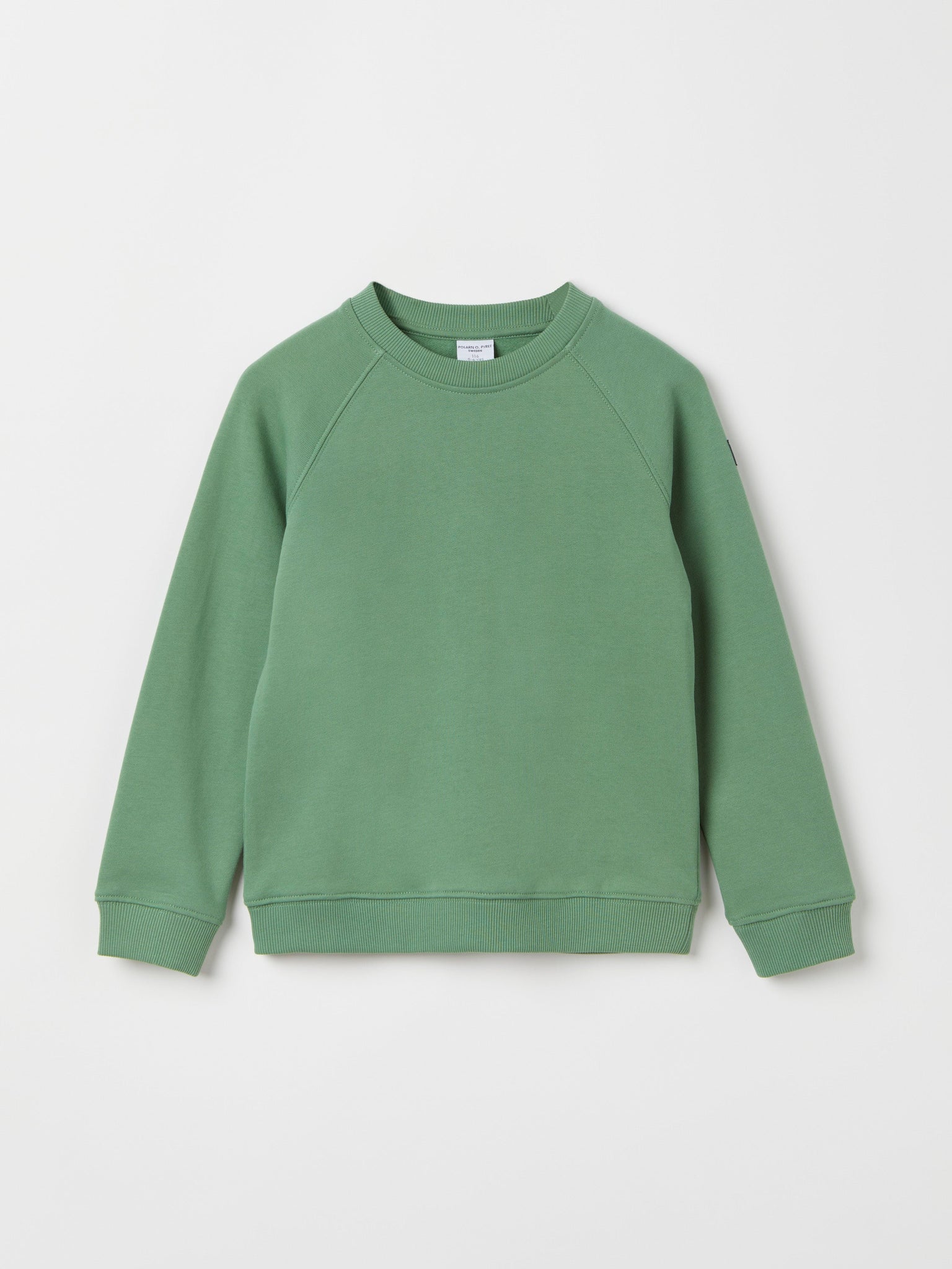 Green Kids Sweatshirt from Polarn O. Pyret kidswear. Clothes made using sustainably sourced materials.