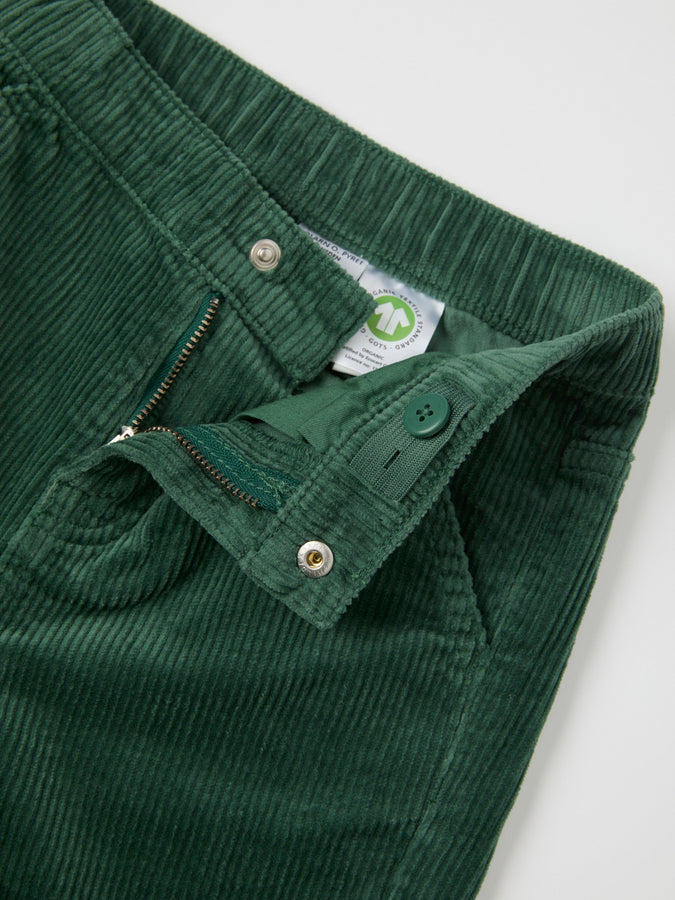 Green Pin Cord Kids Jeans from Polarn O. Pyret kidswear. Clothes made using sustainably sourced materials.