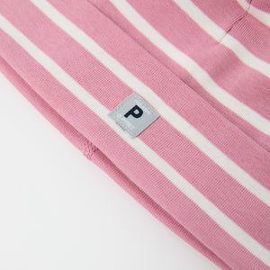 Pink Striped Baby Beanie Hat from the Polarn O. Pyret baby collection. Ethically produced kids clothing.