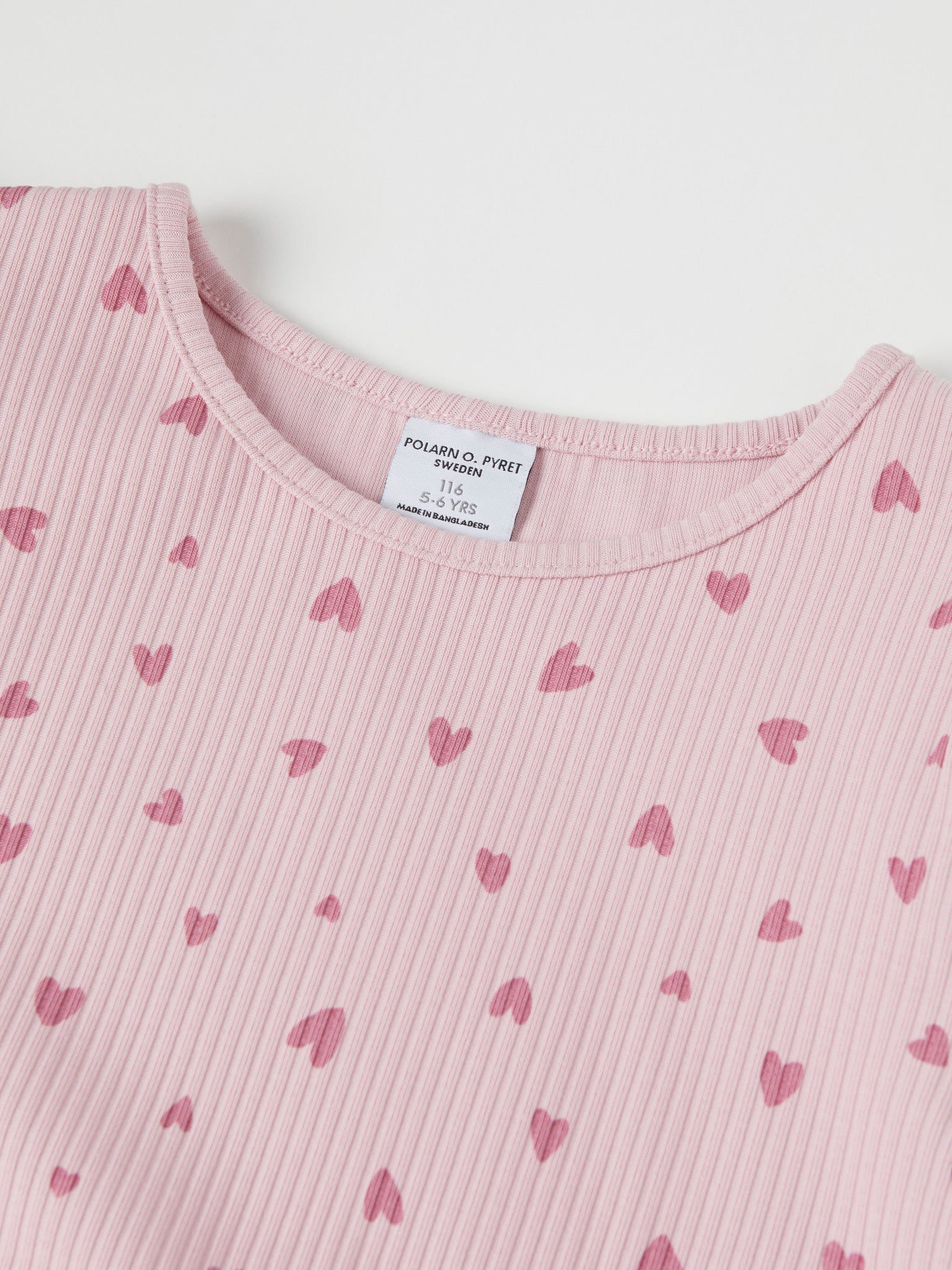 Heart Print Ribbed Kids Dress from Polarn O. Pyret kidswear. The best ethical kids clothes