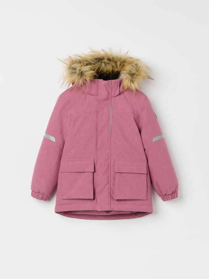 Pink Padded Waterproof Kids Coat from the Polarn O. Pyret kidswear collection. Ethically produced kids outerwear.