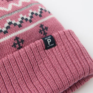 Pink Kids Nordic Bobble Hat from the Polarn O. Pyret kidswear collection. Quality kids clothing made to last.