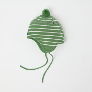 Green Merino Wool Kids Bobble Hat from the Polarn O. Pyret kidswear collection. Quality kids clothing made to last.