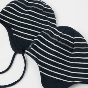 Blue Merino Wool Kids Bobble Hat from the Polarn O. Pyret kidswear collection. Made using ethically sourced materials.