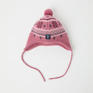 Pink Merino Wool Kids Bobble Hat from the Polarn O. Pyret kidswear collection. Ethically produced kids outerwear.