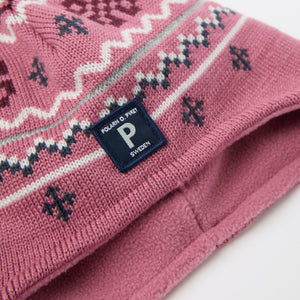 Pink Merino Wool Kids Bobble Hat from the Polarn O. Pyret kidswear collection. Ethically produced kids outerwear.