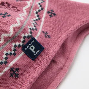 Pink Merino Wool Kids Bobble Hat from the Polarn O. Pyret kidswear collection. Ethically produced kids outerwear.