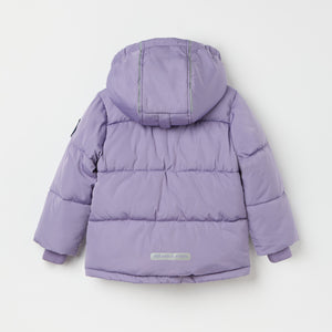 Purple Padded Water Resistant Kids Coat from the Polarn O. Pyret kidswear collection. Quality kids clothing made to last.